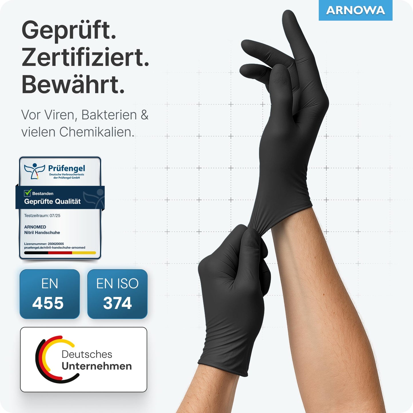 👉 Einweghandschuhe 100 Stück/Box – Schwarze Nitrilhandschuhe, puderfrei & latexfrei, in den Größen XS–XXL erhältlich