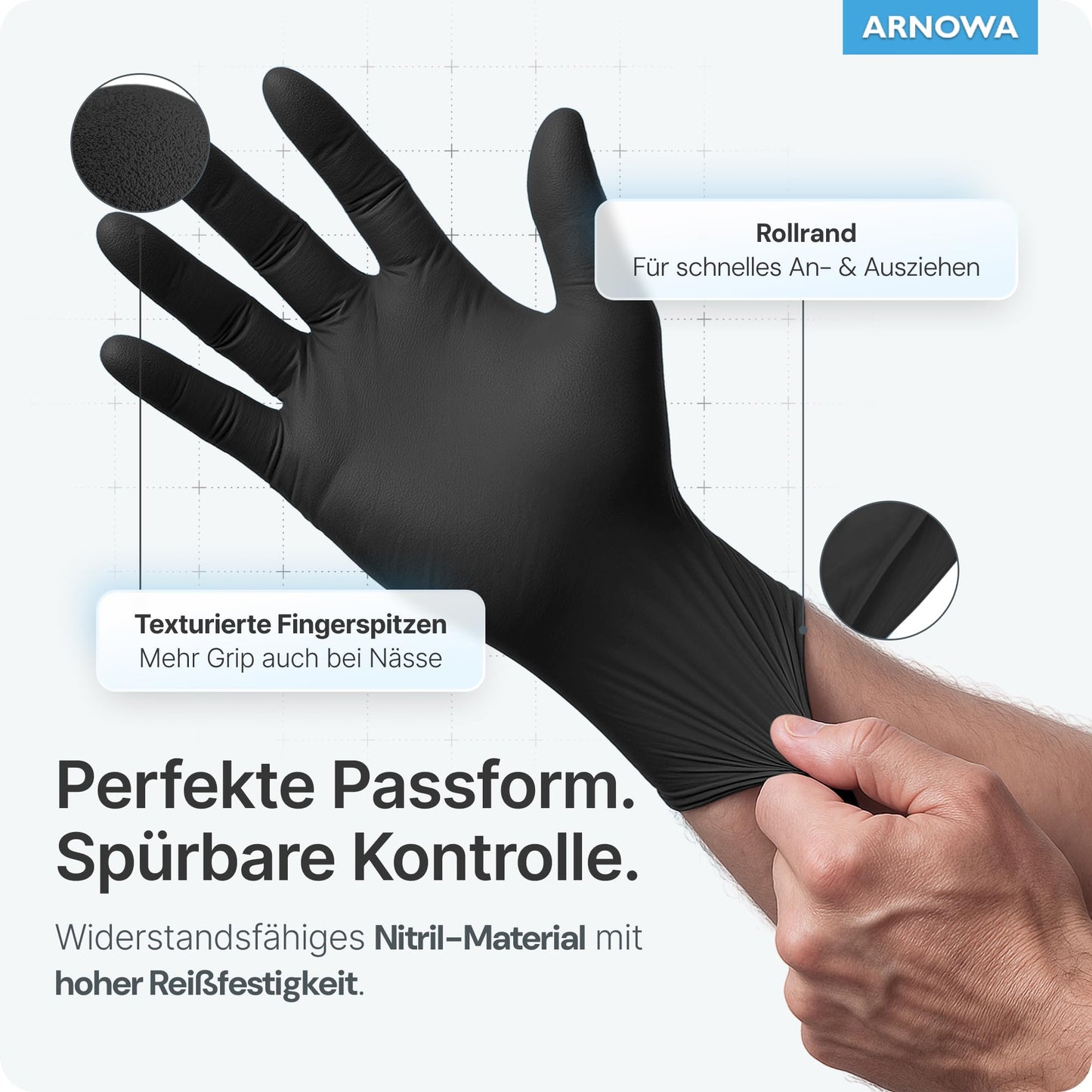 👉 Einweghandschuhe 100 Stück/Box – Schwarze Nitrilhandschuhe, puderfrei & latexfrei, in den Größen XS–XXL erhältlich